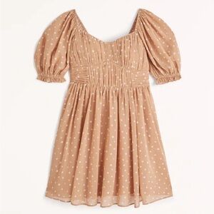 Abercrombie & Fitch Ruched Ruffle Puff Sleeve Mini Dress